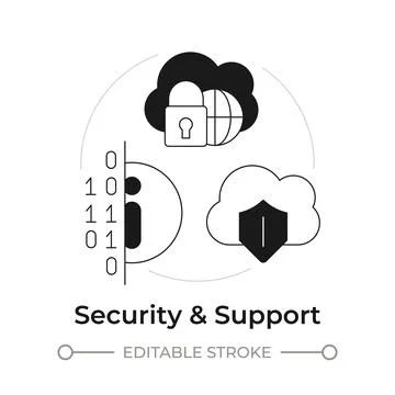 Security and support modern flat line concept icon Stock Illustration