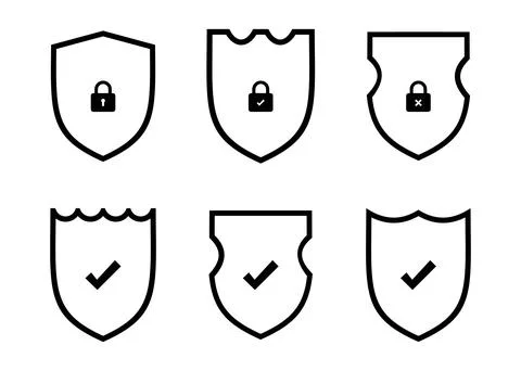 Security And Verification Shield Icon Pack Stock Illustration