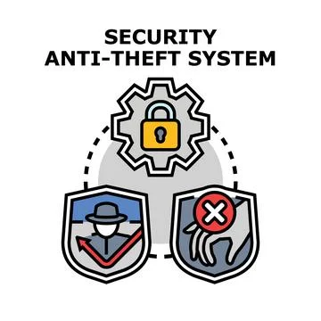 Security anti theft system protecting digital and physical assets Stock Illustration