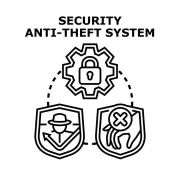 Security anti theft system protecting digital and physical assets Stock Illustration