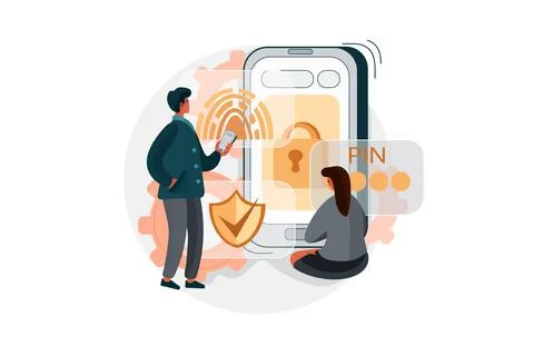 Security App with fingerprint or Access Code Illustration Stock Illustration