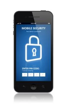 Security app on mobile phone Stock Photos