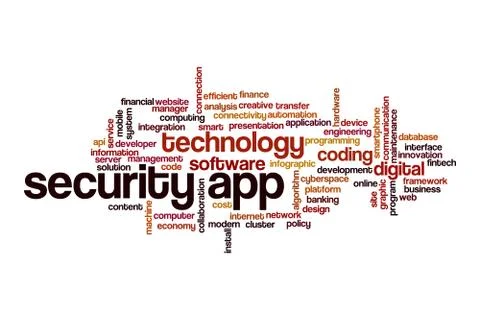 Security app word cloud concept Stockillustratie