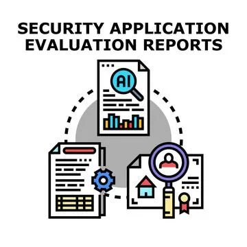 Security application evaluation reports concept vector Illustrazione stock