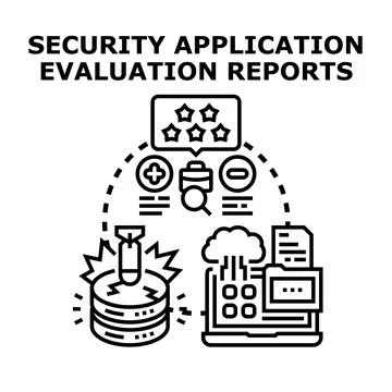Security application evaluation reports concept vector illustration Illustrazione stock