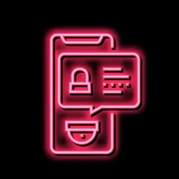 Security application message neon glow icon illustration Stock Illustration