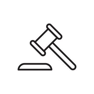 Security, auction  outline icon vector hammer court, judge gavel icon for gra Stock Illustration