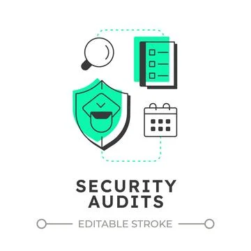 Security audits flat outline concept icon Stock Illustration