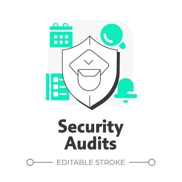 Security audits flat outline concept icon Stock Illustration