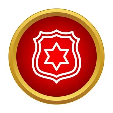 Security badge icon with star of david design 스톡 일러스트