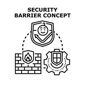 Security barrier concept protecting data and systems Stock Illustration