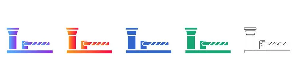Security Barrier Gate Icon Set Stock Illustration