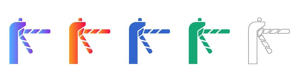 Security Barrier Gate Icon Set Stock Illustration