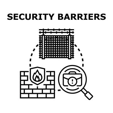 Security barriers protecting against data risks Stock Illustration
