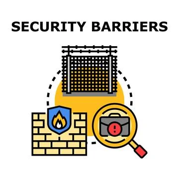 Security barriers protecting against data risks Stock Illustration