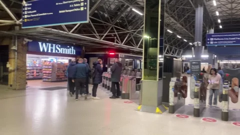 Security barriers in Reading Railway Station Stock Footage 304253632