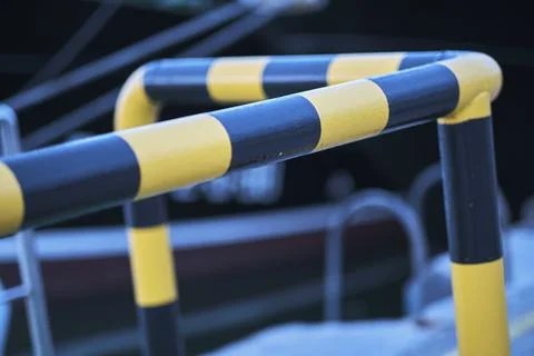 Security bars in port area. Stock Photos