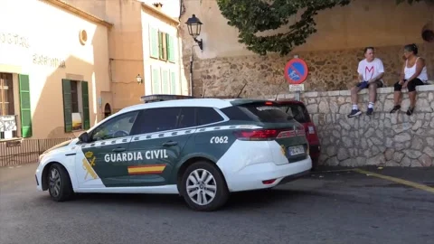Security beefed up in Spain's Mallorca ahead of solar eclipse, Serra de Tramunta Stock Footage 342033309