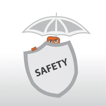 Security behind a shield and under the umbrella Stock Illustration