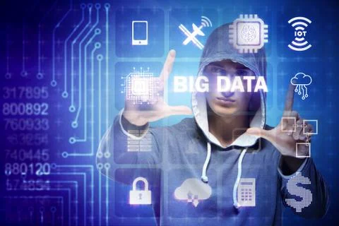 Security of big data concept with hacker Stock Photos