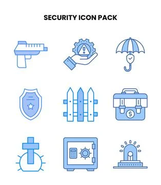 Security Blue Bundle Icons Pack Stockillustratie