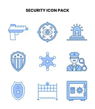 Security Blue Bundle Icons Pack Stockillustratie