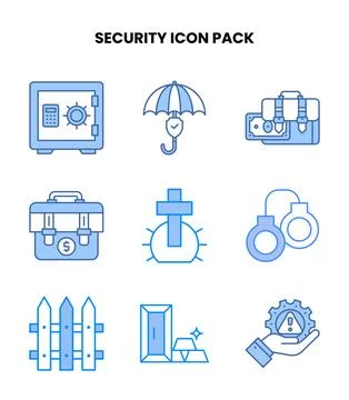 Security Blue Graphics Icons Pack Illustrazione stock