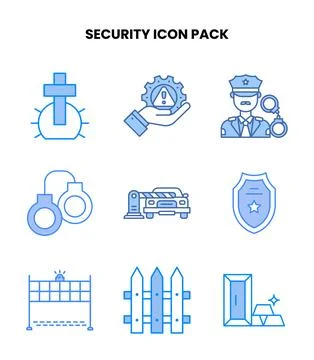 Security Blue Scalable Icons Pack Illustrazione stock