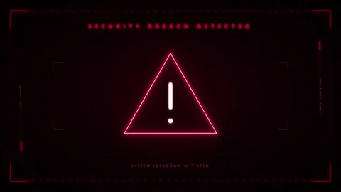 Security breach detected hud interface with red warning alert and system lo.. Stock Footage 337562356