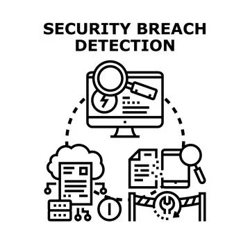 Security breach detection finding digital data vulnerabilities Stock Illustration