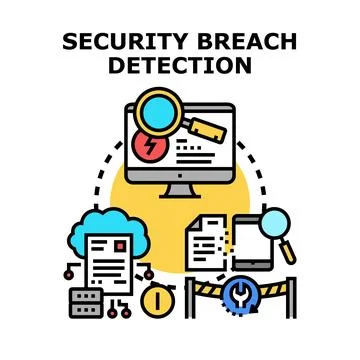 Security breach detection finding digital data vulnerabilities Stock Illustration