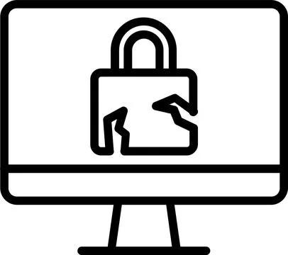 Security Breach Line Icon Design Stock Illustration