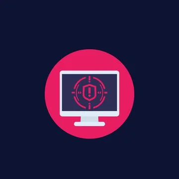 Security breach vector icon with computer screen Stock Illustration