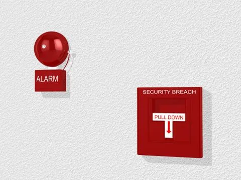 Security breach warning siren and alarm switch Stock Illustration