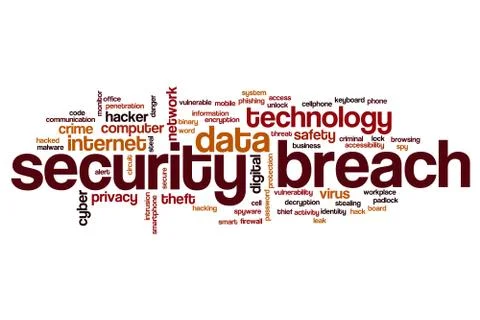 Security breach word cloud Illustrazione stock