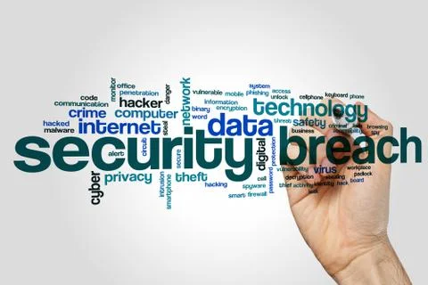 Security breach word cloud Illustrazione stock