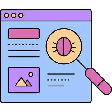 Security bug search vector computer software icon Stock Illustration