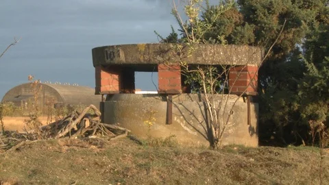 Security bunker at abandoned USAF base Stock Footage 98086199