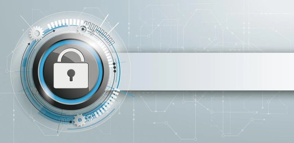 Security Button Circuit Board Banner Stock Illustration