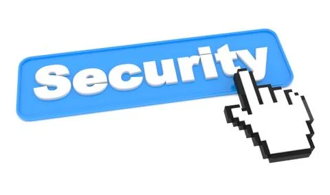 Security Button with Cursor on White. Stock Illustration