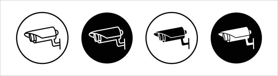 Security cam flat line icon set. Security cam Thin line illustration vector Stock Illustration