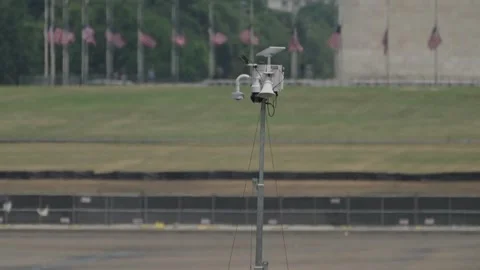 A security camera above the drained Reflecting Pool Video stock 345283395