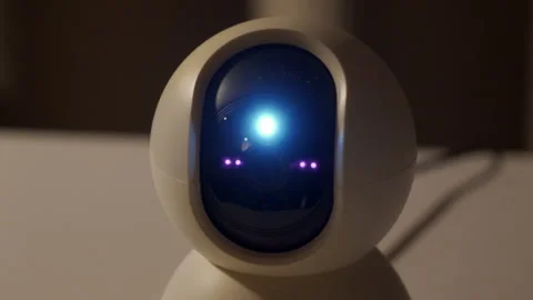 Security Camera Alarm Flashes Bright Blue and Emits Warning Beep Stock Footage 320929783