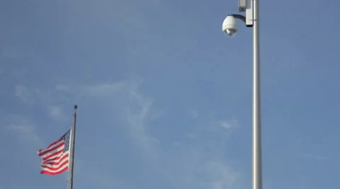 Security Camera with American Flag Slow Motion Vídeo Stock 55236350