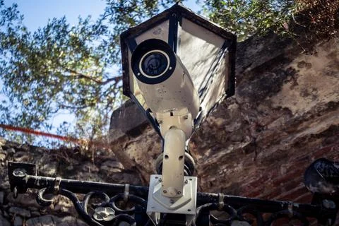 Security Camera and CCTV Surveillance on Main Street Stock Photos