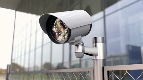 Security camera and chainlink fence at the restricted area and prohibited zone Stock Footage 130850510