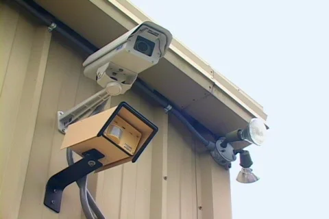 Security Camera and IR Motion Sensor Fog Light Stock Footage 140988