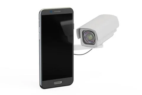 Security camera and smartphone, 3D rendering Stock Illustration