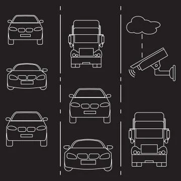 Security camera and traffic. Stock Illustration