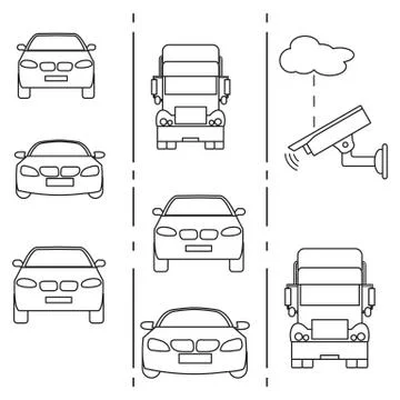 Security camera and traffic. Illustrazione stock